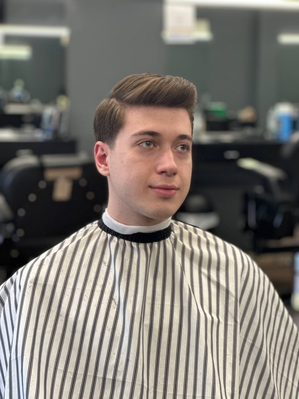 Man with a side part haircut